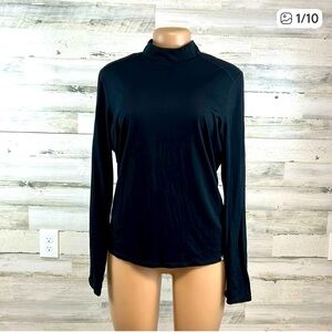 FIGS Merino Wool Mock Neck Black Long Sleeve Baselayer Womens Size X-Large